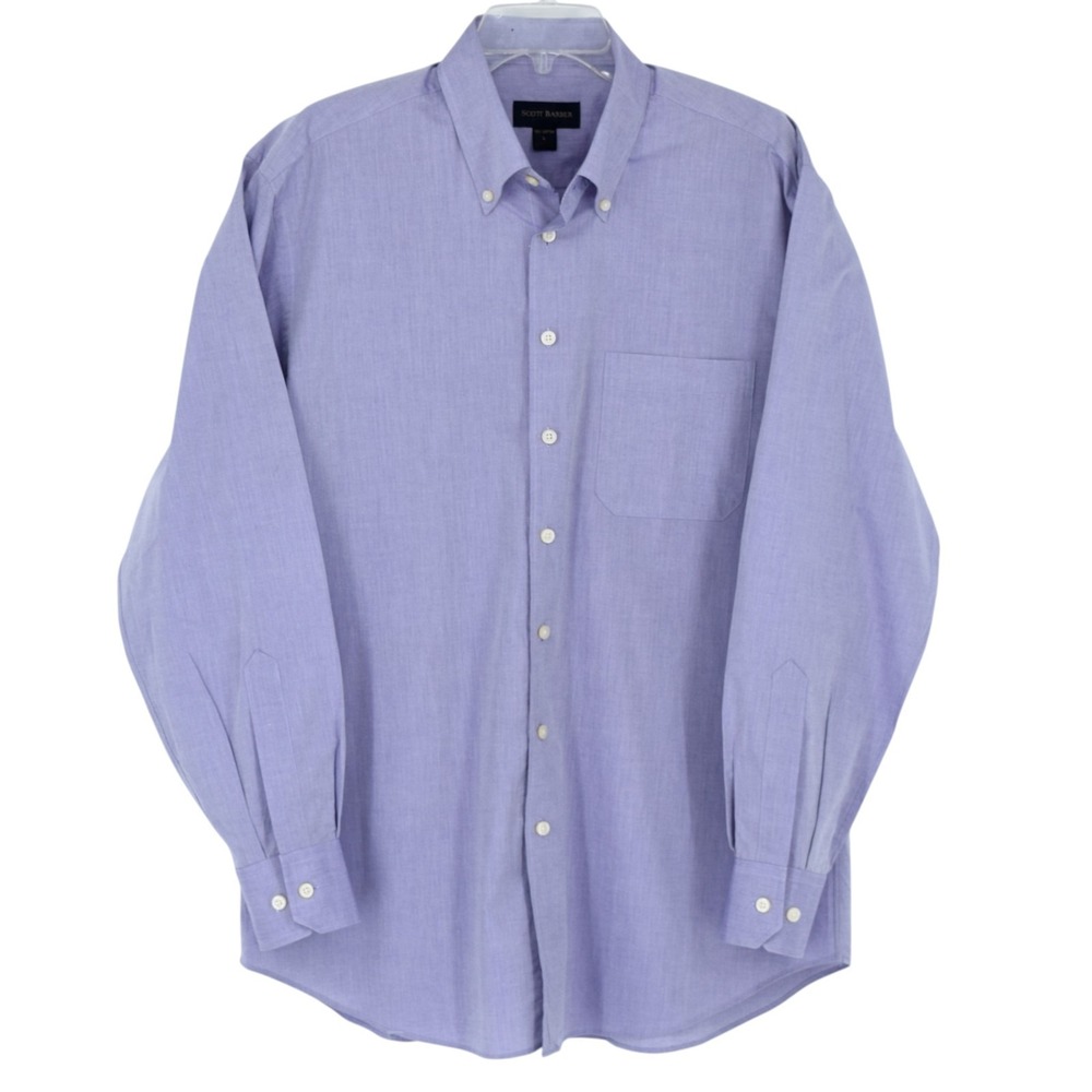 Scott Barber Mens Large LS Button Down Shirt End-on-End Lavender Heather Purple